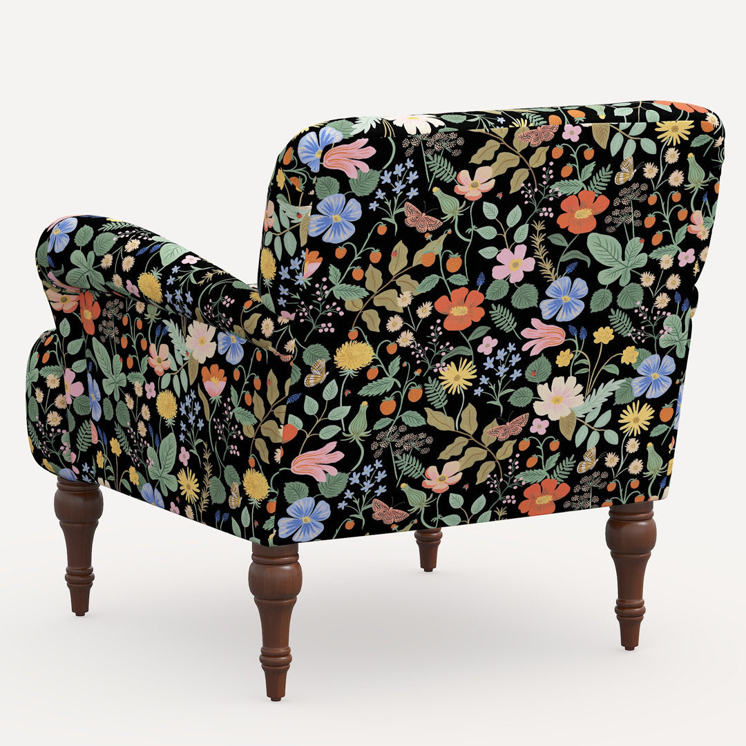 Rifle Paper Co. x Cloth & Company Bristol Armchair Rifle Paper Co. x Cloth & Company Body Fabric: Rpc Stawberry Fields Black Linen