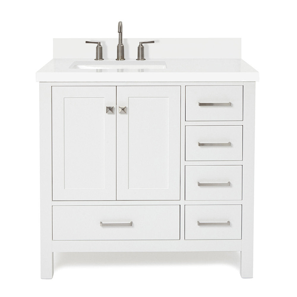 Amariani 37" Single Bathroom Vanity Set Latitude Run® Base Finish: White, Hardware Finish: Satin Nickel