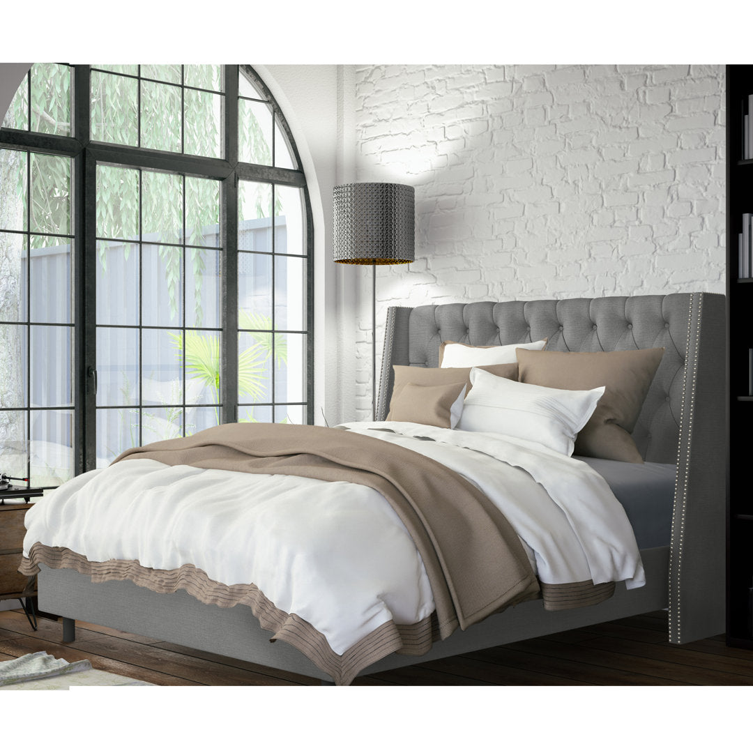 Annabel Upholstered Wingback Bed Kelly Clarkson Home Size: Queen Body Fabric: Classic Gray Linen
