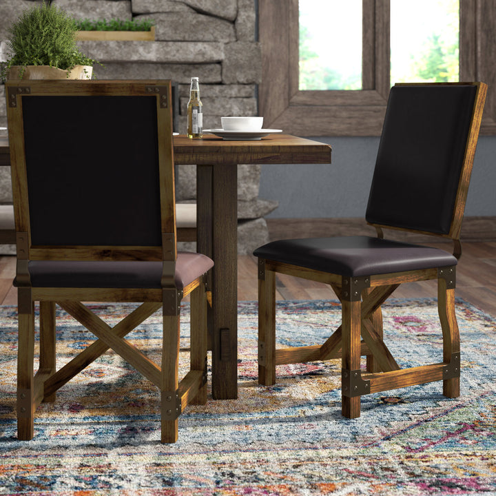 Lancaster Faux Leather Solid Wood Dining Chair Williston Forge