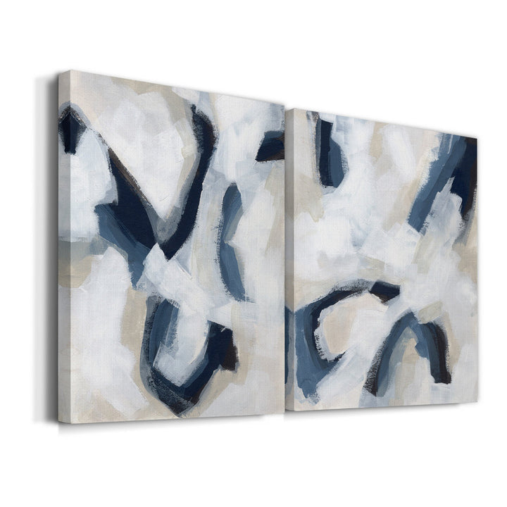 Indigo Imprint I Premium Gallery Wrapped Canvas - Ready To Hang (Set of 2) Wade Logan® Size: 48" H x 64" W x 1" D