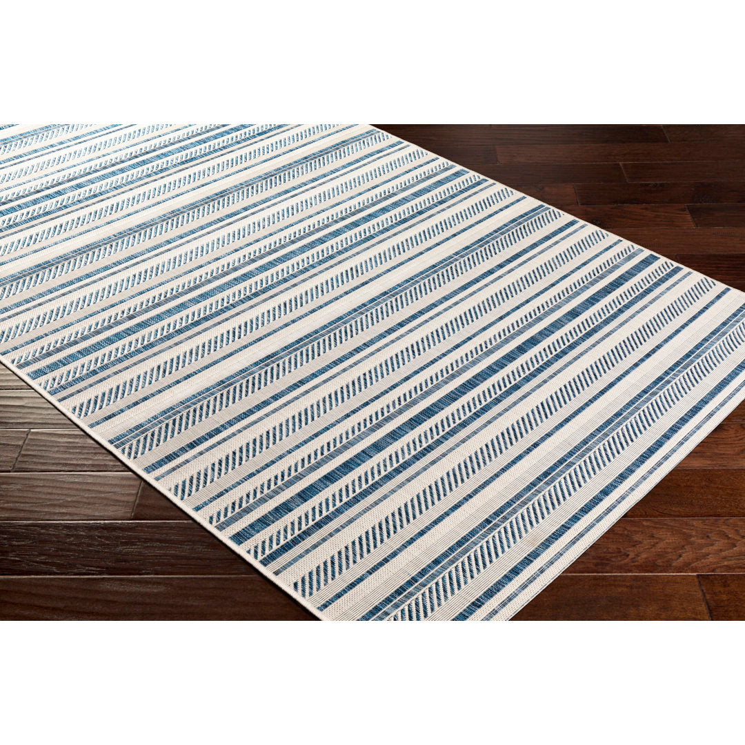 Bellino Striped Denim Indoor/Outdoor Area Rug Beachcrest Home™ Rug Size: Rectangle 4'3" x 5'11"