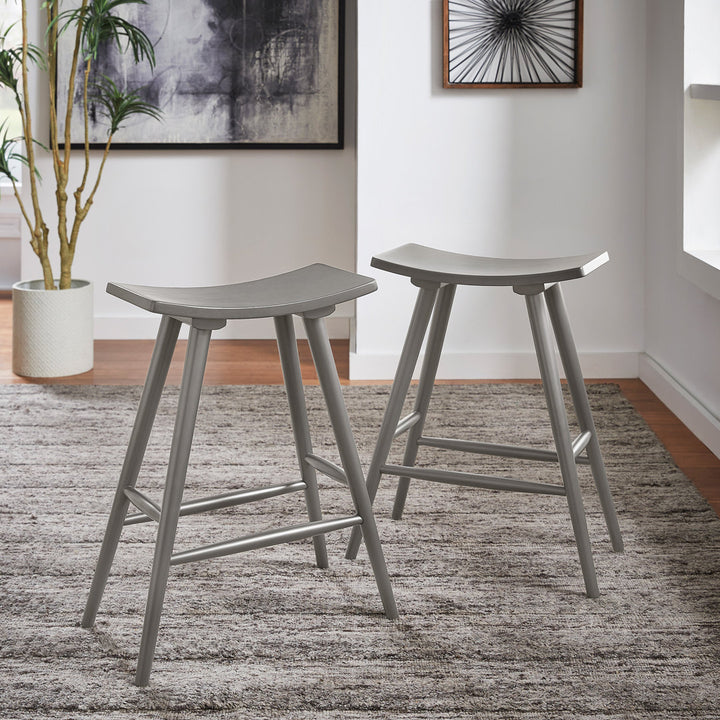 Ashray Solid Wood 24.25" Counter Stool (Set of 2) Wade Logan® Color: Gray