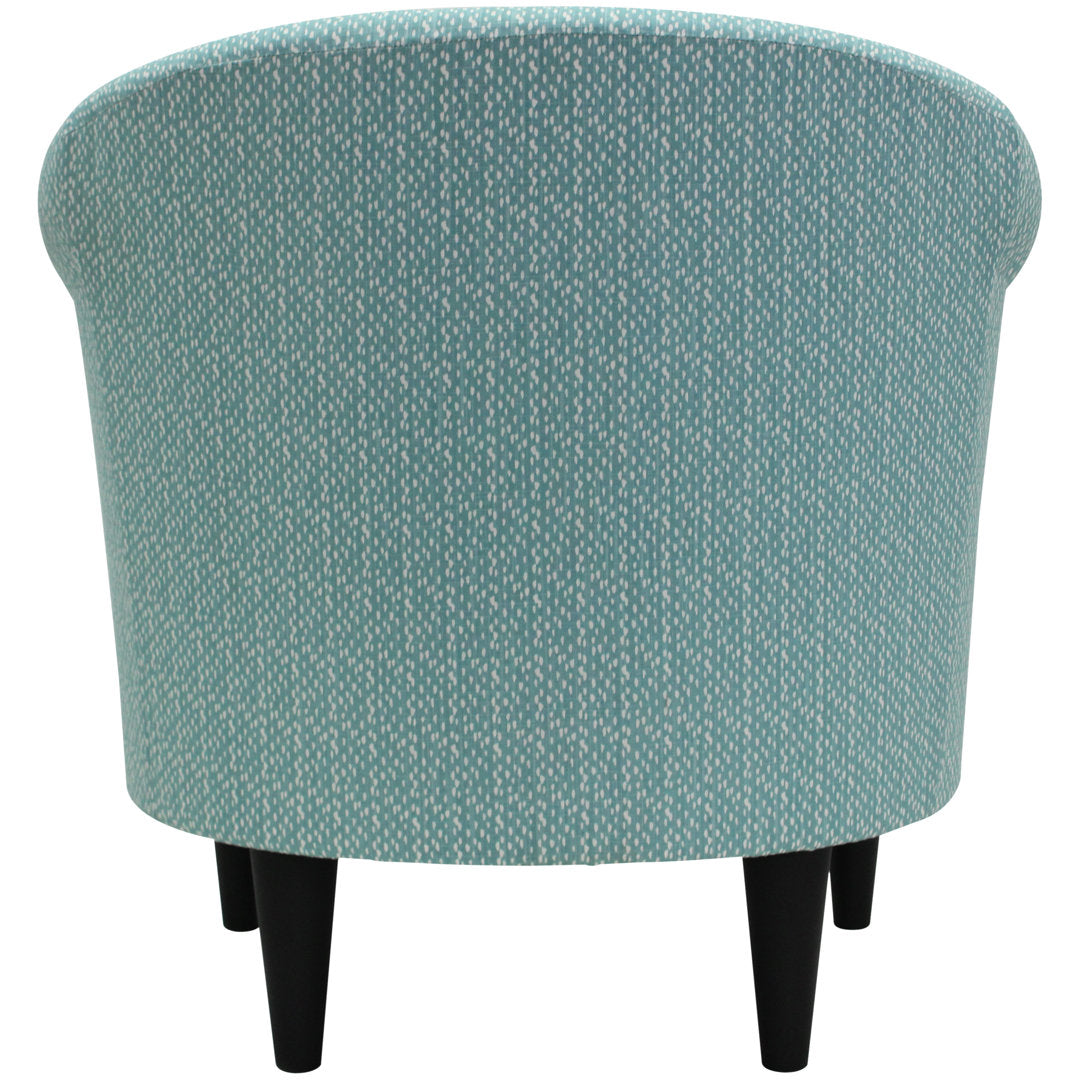 Liam 31.5" W Barrel Chair Zipcode Design™ Fabric OR Leather Type: Light Teal Blue/White Microfiber/Microsuede