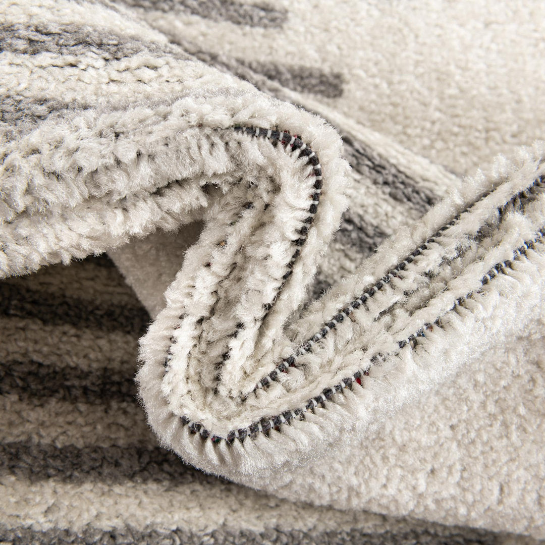 Cohutta Geometric Grey and Ivory Area Rug The Twillery Co.® Rug Size: Round 3'3"