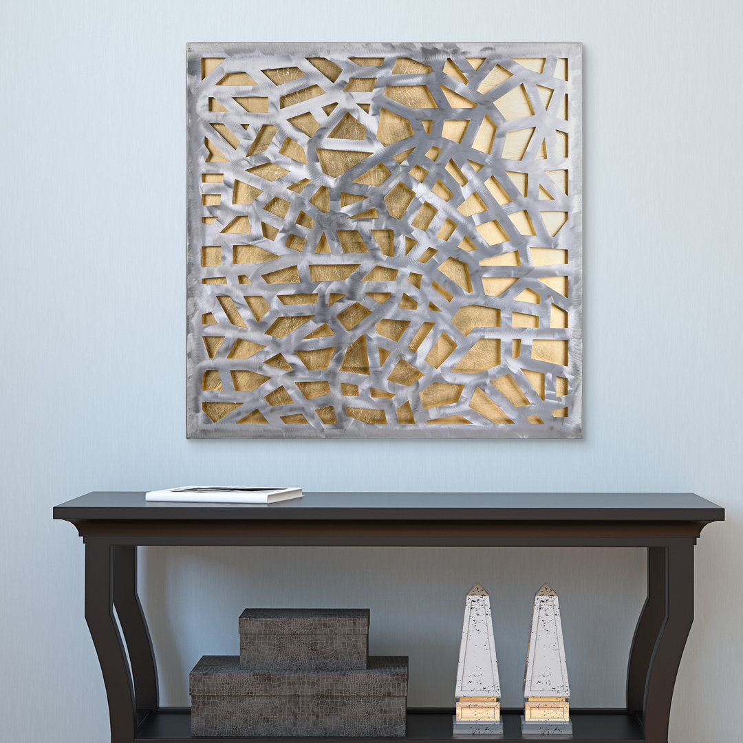 Enigma Abstract Metal Wall Décor Ivy Bronx Finish: Gold