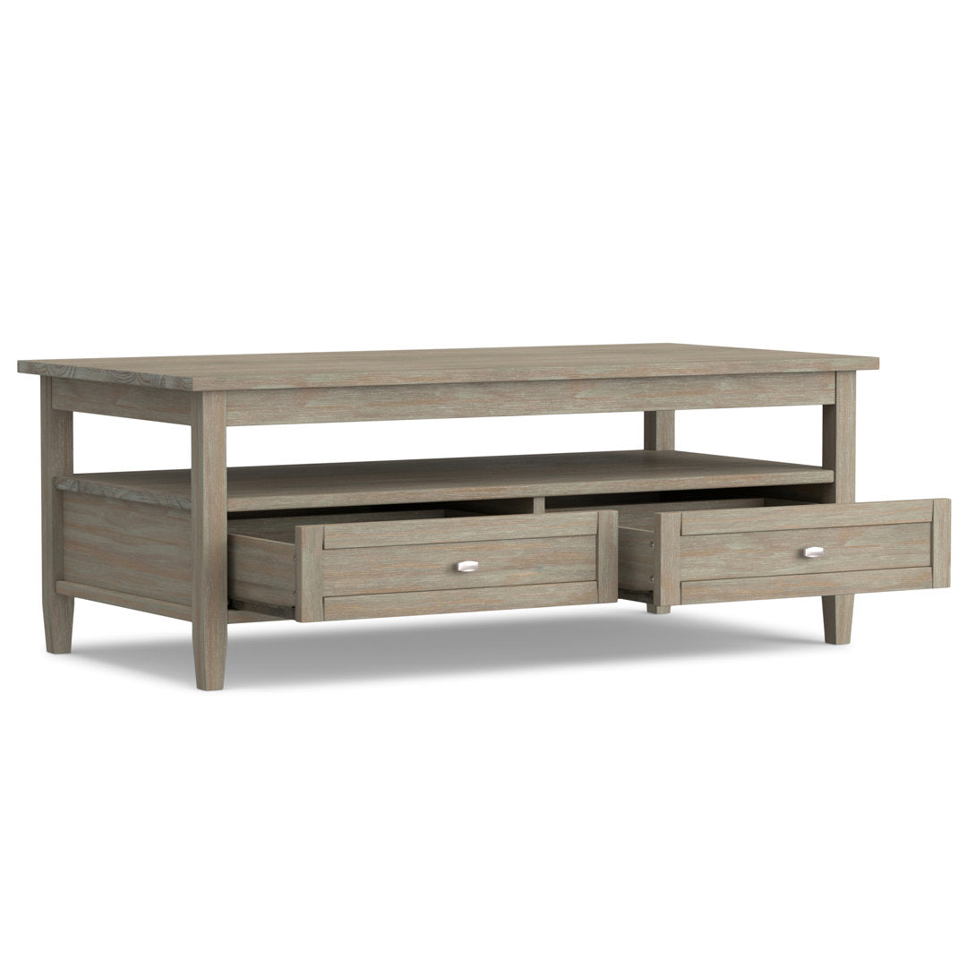 Warm Shaker SOLID WOOD 48 inch Wide Rectangle Transitional Coffee Table Simpli Home Color: Distressed Gray