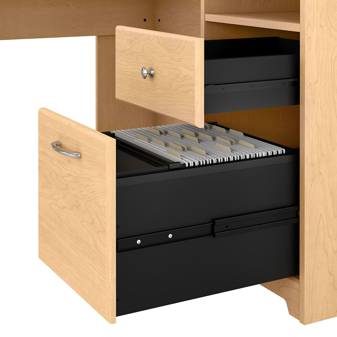 Shelonda L-Shape Executive Desk with Hutch Latitude Run® Color: Natural Maple