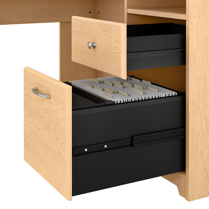 Shelonda L-Shape Executive Desk with Hutch Latitude Run® Color: Natural Maple