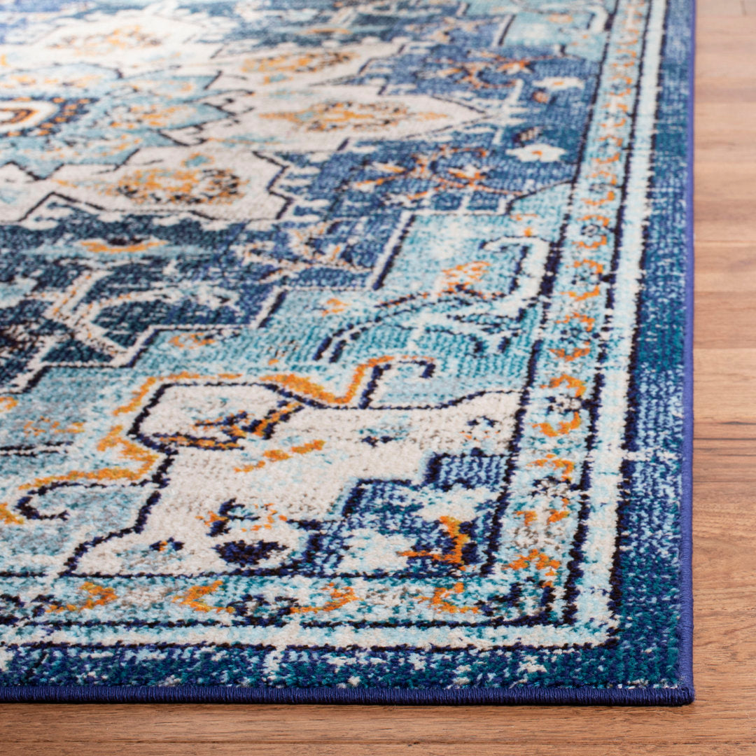 Felty Oriental Blue/Light Blue Area Rug Langley Street® Rug Size: Square 5'