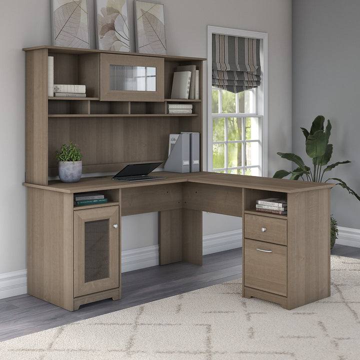 Shelonda L-Shape Executive Desk with Hutch Latitude Run® Color: Ash Gray