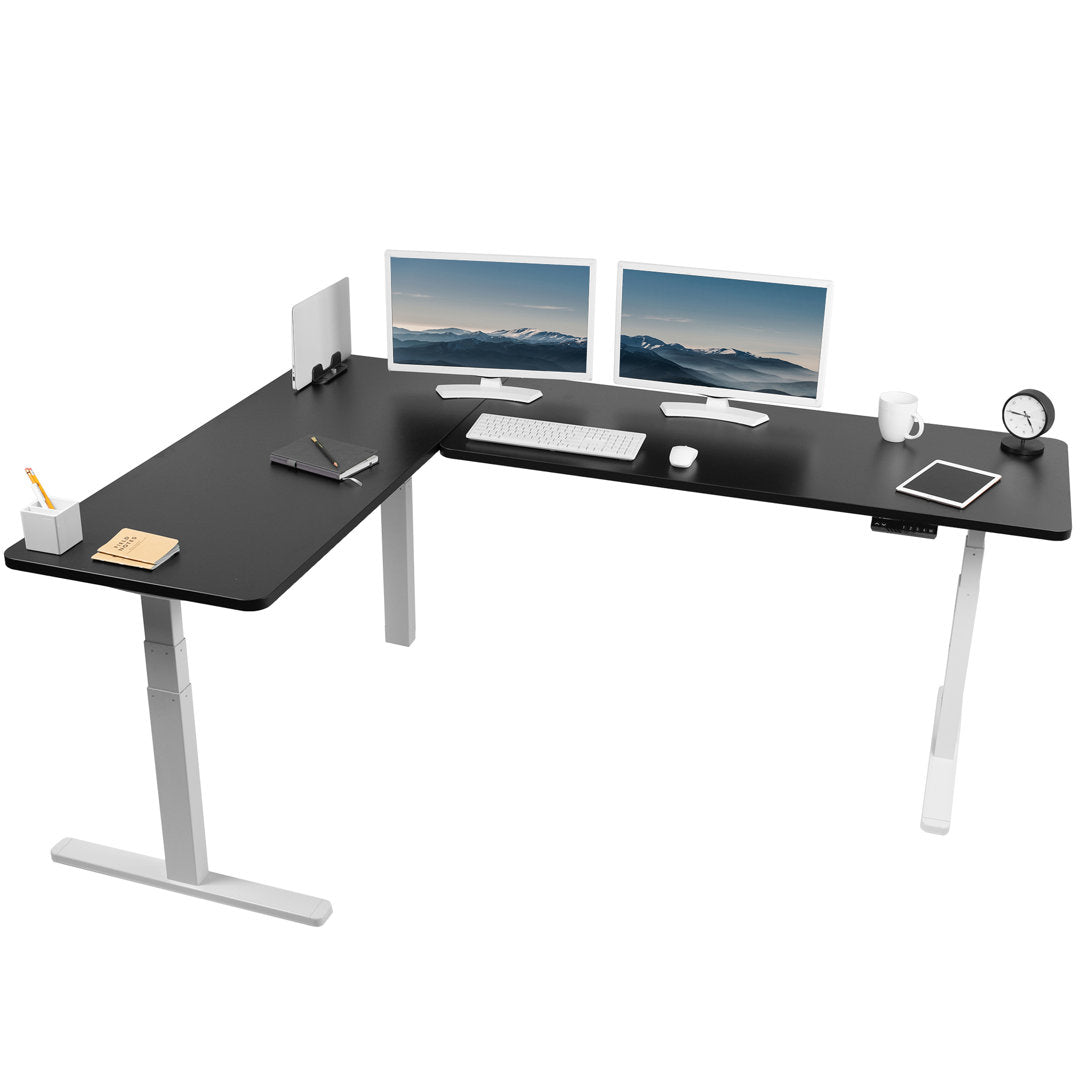 Electric 83" x 60" Stand Up Corner Desk Vivo Color (Top/Frame): Black/White