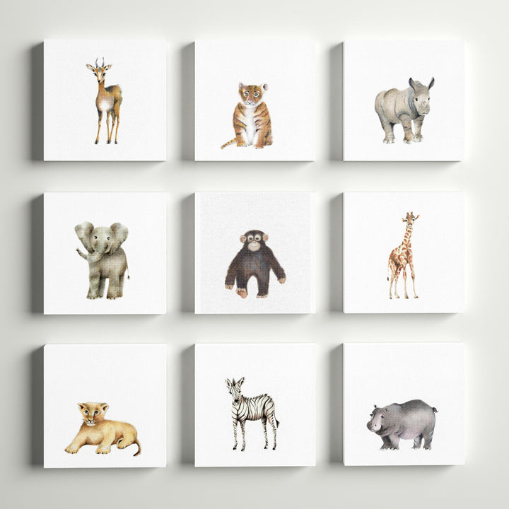 Aylin 'Watercolor Zoo Animal Illustration' 9 Piece Canvas Art Three Posts™ Baby & Kids