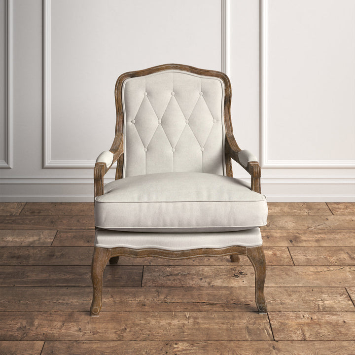 Adalee 29" Wide Tufted Linen Armchair Sand & Stable™ Upholstery Color: Muslin Beige