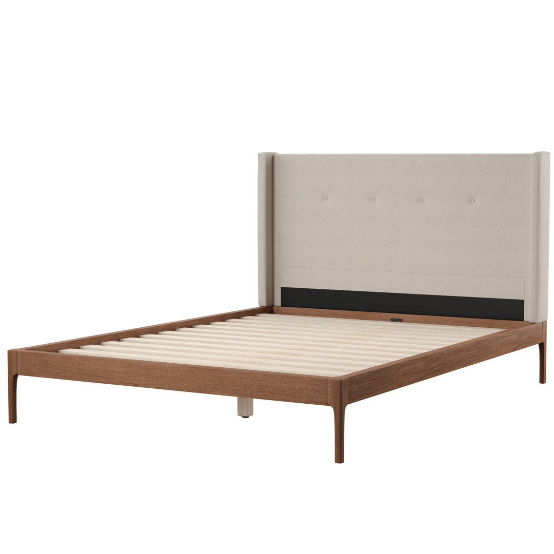 Ellerman Tufted Platform Bed Mercury Row® Color: Light Beige Size: Queen