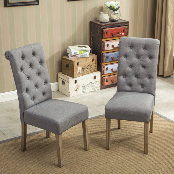 Charlotte Tufted Upholstered Parsons Chair (Set of 2) Red Barrel Studio® Upholstery Color: Gray