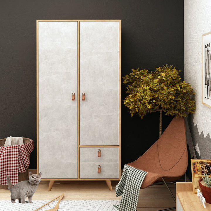 Armoire East Urban Home Color (Body/Front): Oak/Gray