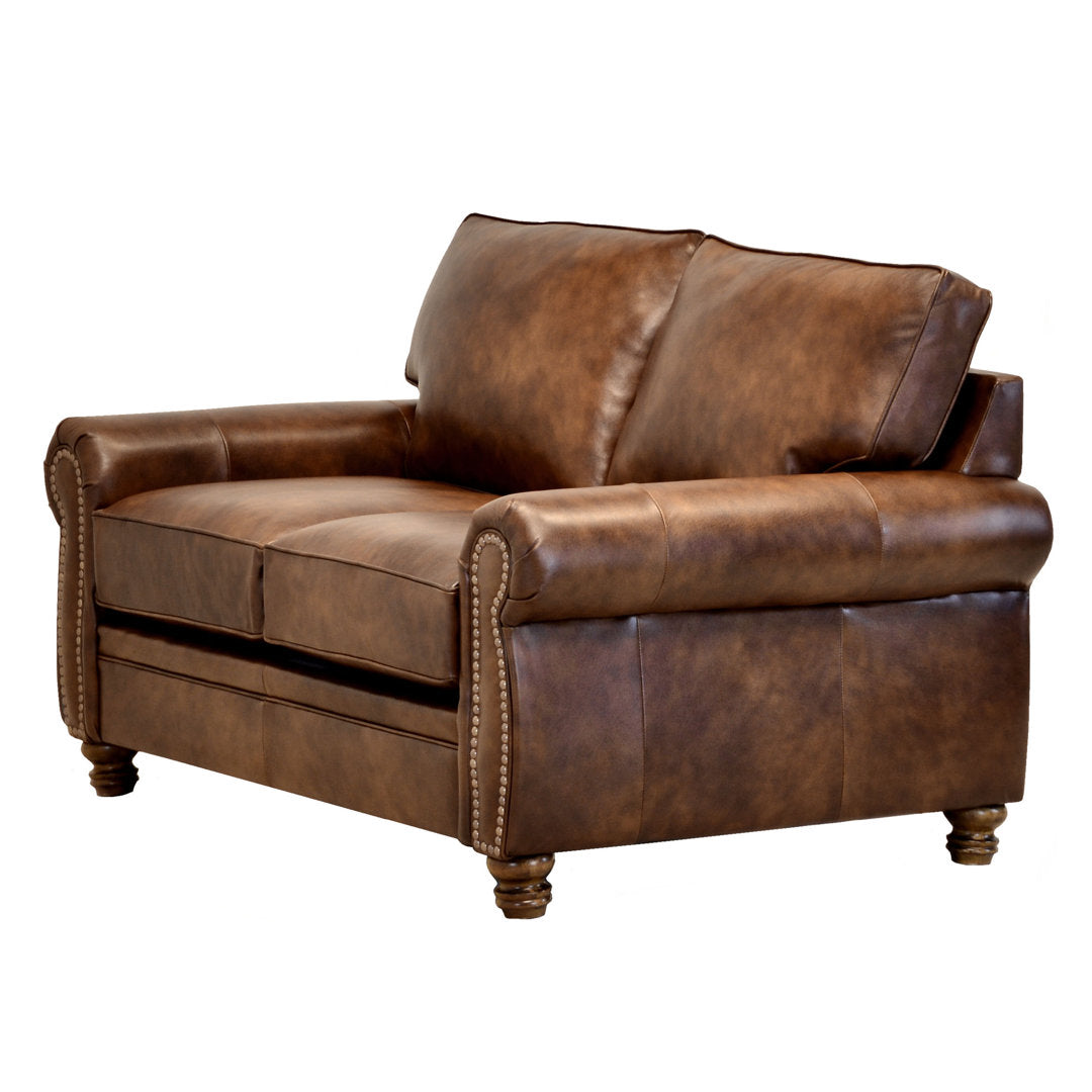 Eddahbi Brown Top Grain Leather Sofa And Loveseat Charlton Home®