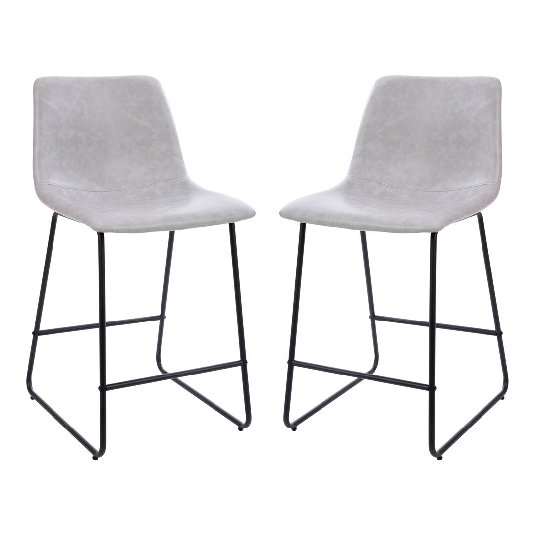 Liekele Upholstered Counter Height Modern Dining Stools by Flash Furniture (Set of 2) Ivy Bronx Seat Height: Counter Stool (24” Seat Height), Upholstery: Light Gray Faux Leather