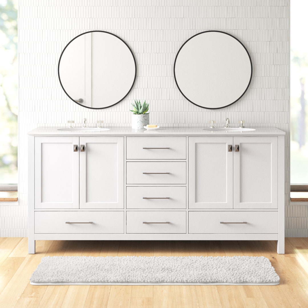 Bagdai 72" Wide Bathroom Vanity Set Wade Logan® Base Finish: White, Top Finish: Calacatta Quartz