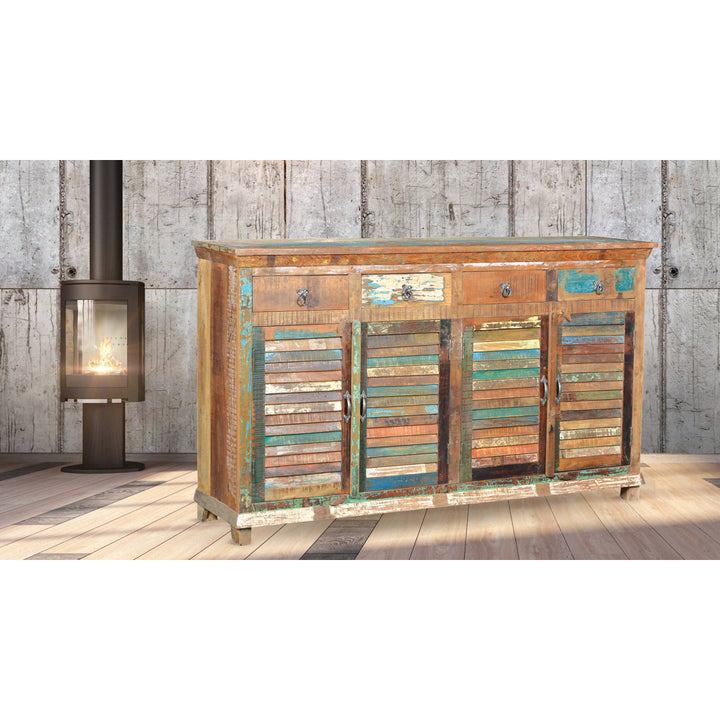 Eggleton 72" Wide 4 Drawer Teak Wood Sideboard Bungalow Rose Finish: Brown