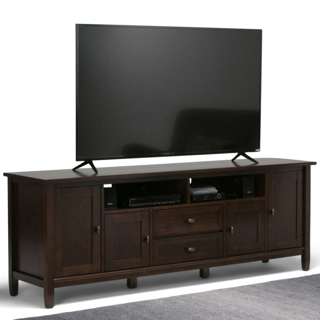 Warm Shaker SOLID WOOD 72 inch TV Media Stand  For TVs up to 80 inches Simpli Home Color: Tobacco Brown