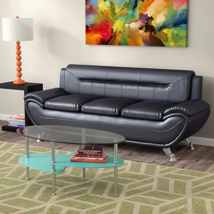 Mulvey 80" Faux Leather Pillow Top Arm Sofa Orren Ellis Upholstery Color: Black