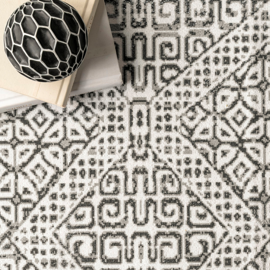 Hart SpinClean Abstract Tribal Machine Washable Area Rug Dakota Fields Rug Size: Rectangle 9'6" x 13'6"