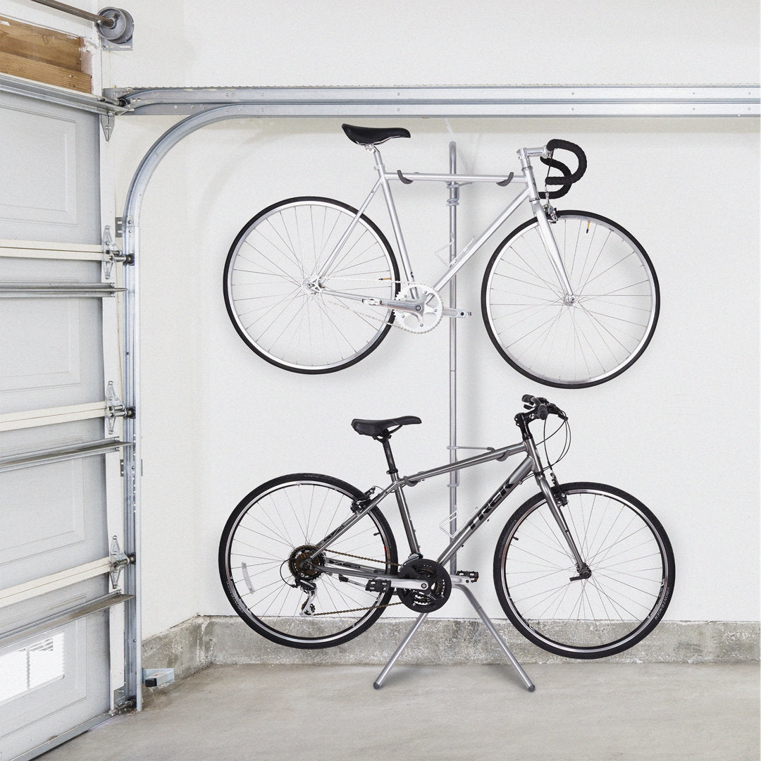 delta Alloy Freestanding Wall Fully Adjustable 2 Bike Single Pole Gravity Bike Storage Rack Delta Design