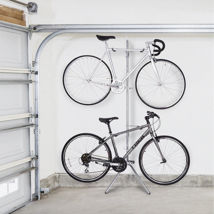 delta Alloy Freestanding Wall Fully Adjustable 2 Bike Single Pole Gravity Bike Storage Rack Delta Design