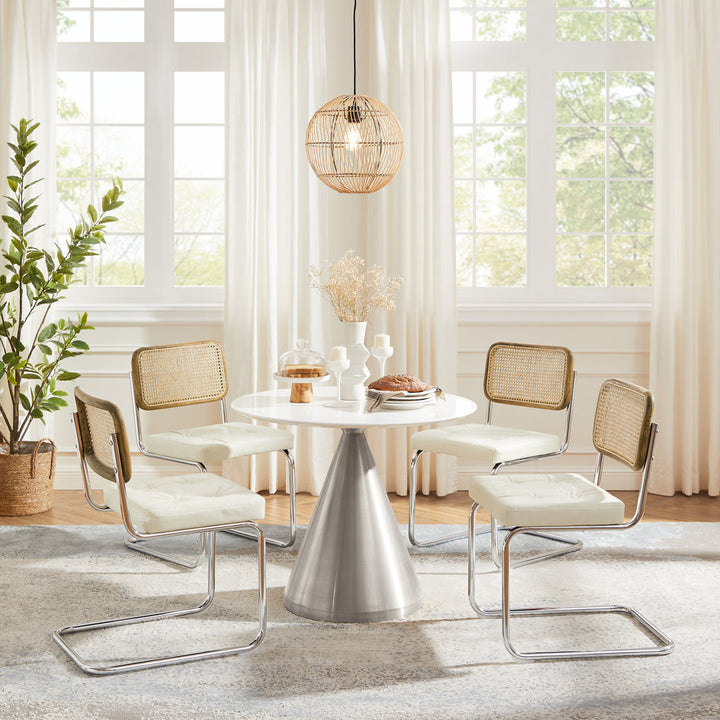 Staple Hill Upholstered Dining Side Chair with Cane Rattan Back (Set of 2) Bayou Breeze Upholstery Color: Off White