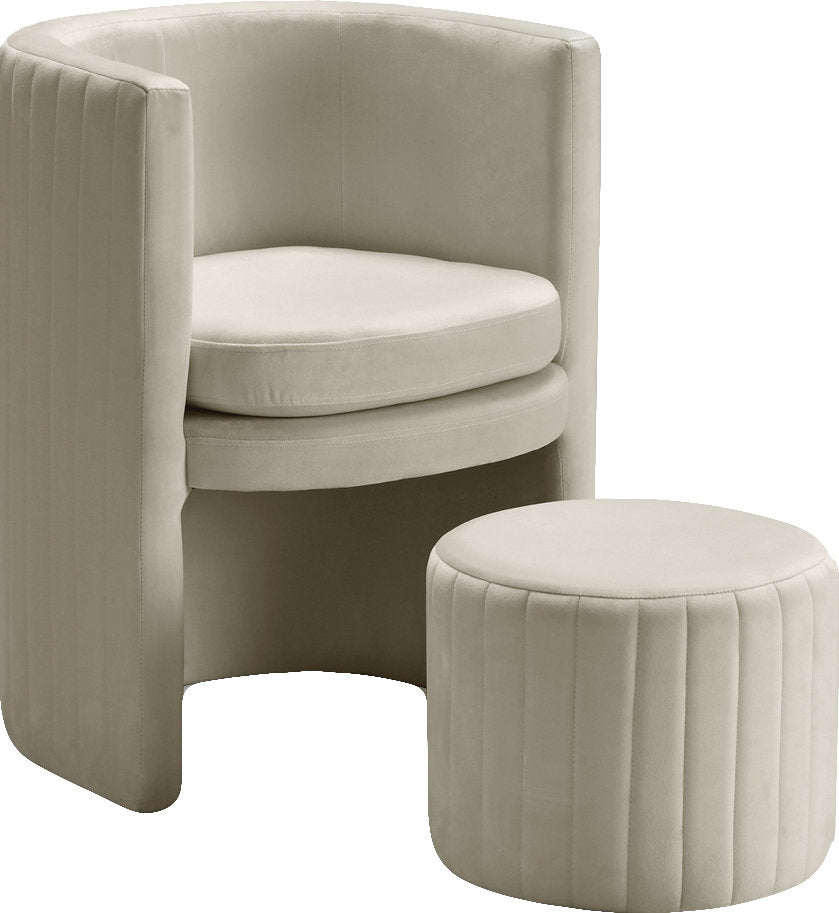 Amilliona Barrel Chair and Ottoman Wrought Studio™ Fabric: Cream