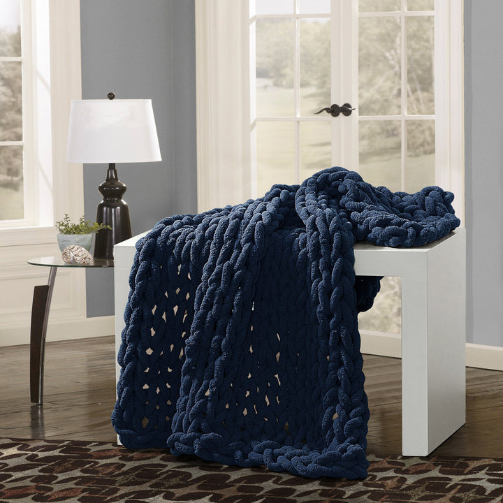 Chenille Knitted Chenille Throw Donna Sharp Color: Navy