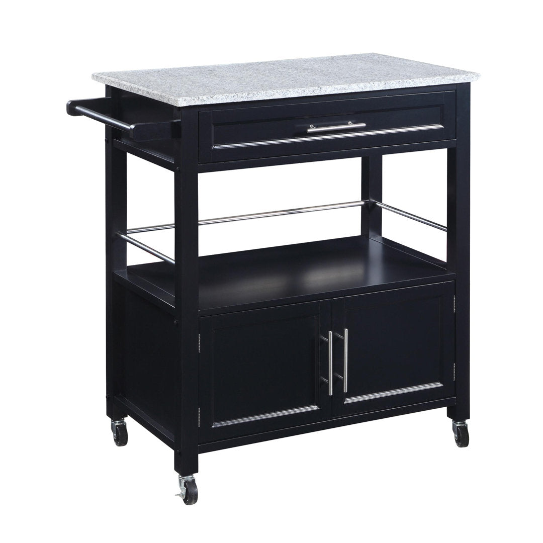 Ager Granite Top Kitchen Cart With Storage Space Latitude Run® Base Finish: Black
