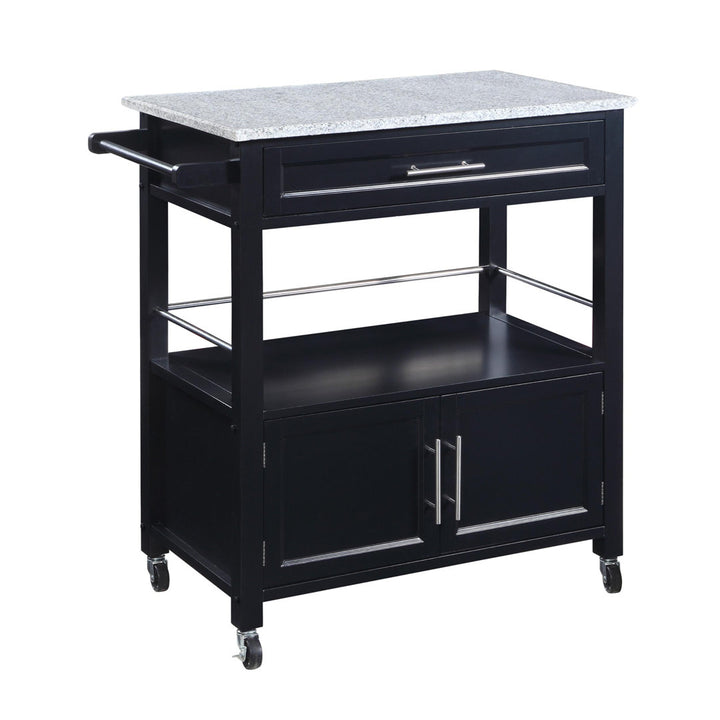 Ager Granite Top Kitchen Cart With Storage Space Latitude Run® Base Finish: Black