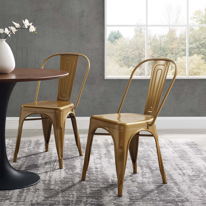 Promenade Bistro Dining Side Chair by Modway (Set of 2) Modway Color: Gold