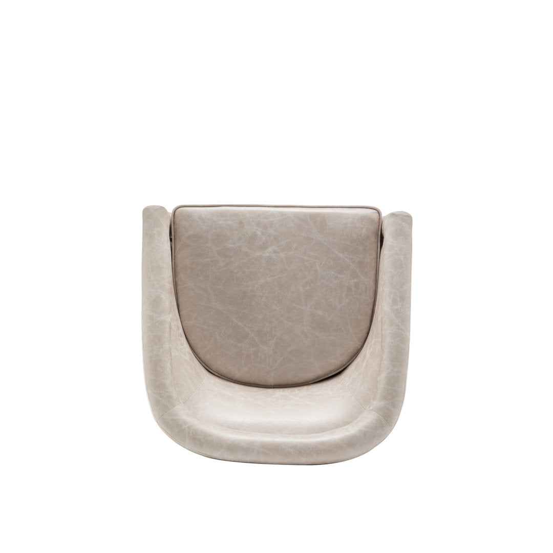 Kiersten 28.7" Wide Vegan Leather Swivel Barrel Chair Sand & Stable™ Leather Type: Distressed Cream Faux Leather