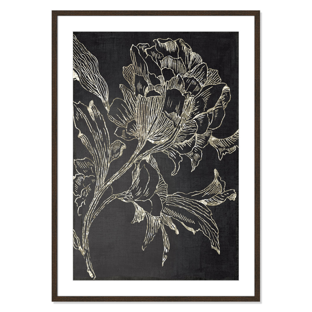 Golden Flower Folklore I by Asia Jensen - Picture Frame Graphic Art Print Joss & Main Size: 41.5" H x 29.5" W Format: Walnut Framed