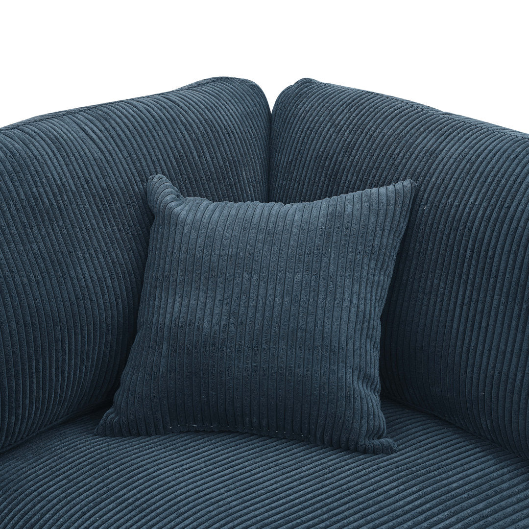 Andreco 144" Wide Reversible Modular Corner Sectional with Ottoman Wade Logan® Body Fabric: Dark Blue Corduroy