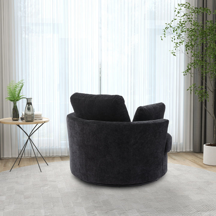 Dahlonega 42" Wide Swivel Barrel Chair Rosdorf Park Fabric OR Leather Type: Black Chenille