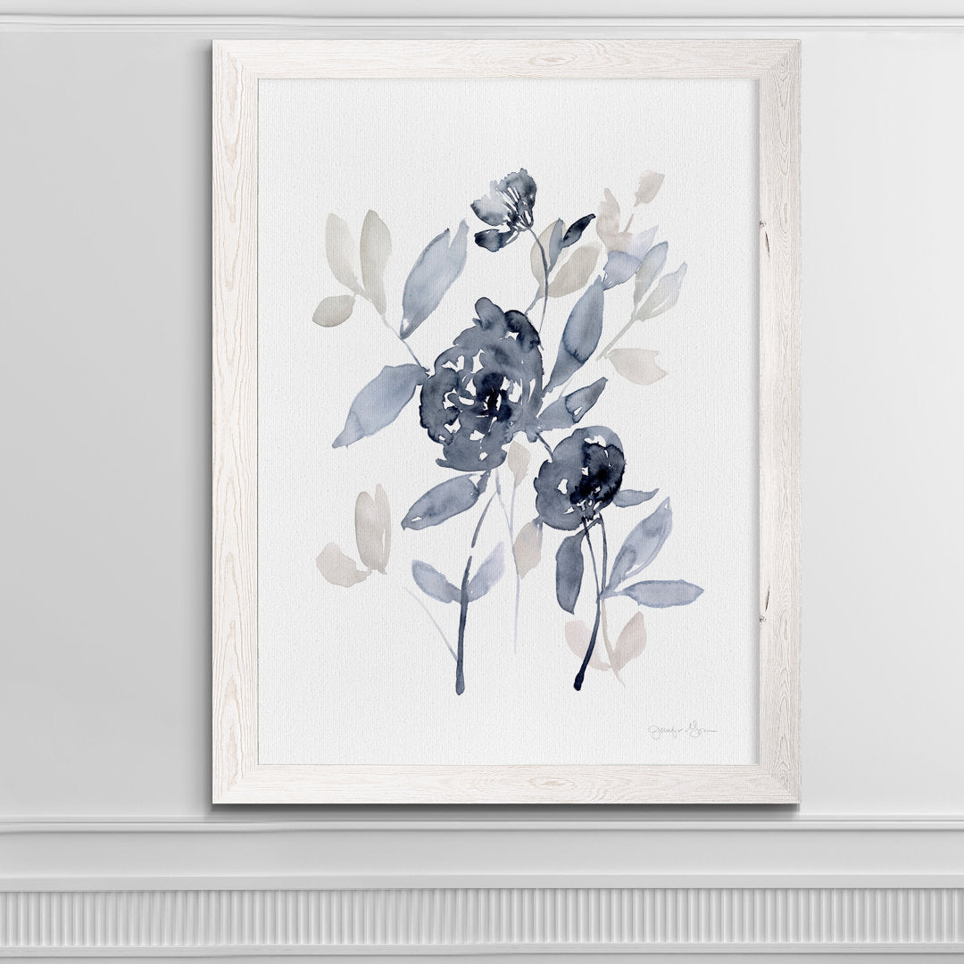 Peonies In Gray I' - Picture Frame Print on Glass Winston Porter Size: 32" H x 44" W x 1.25" D Format: Framed White Canvas