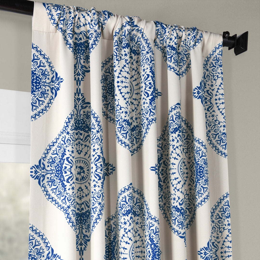 Klyszejko Majestic Medallion Printed Room Darkening Curtains for Living Room, Bedroom Single Panel Bungalow Rose Curtain Color: Blue Size per Panel: 50"W x 120"L