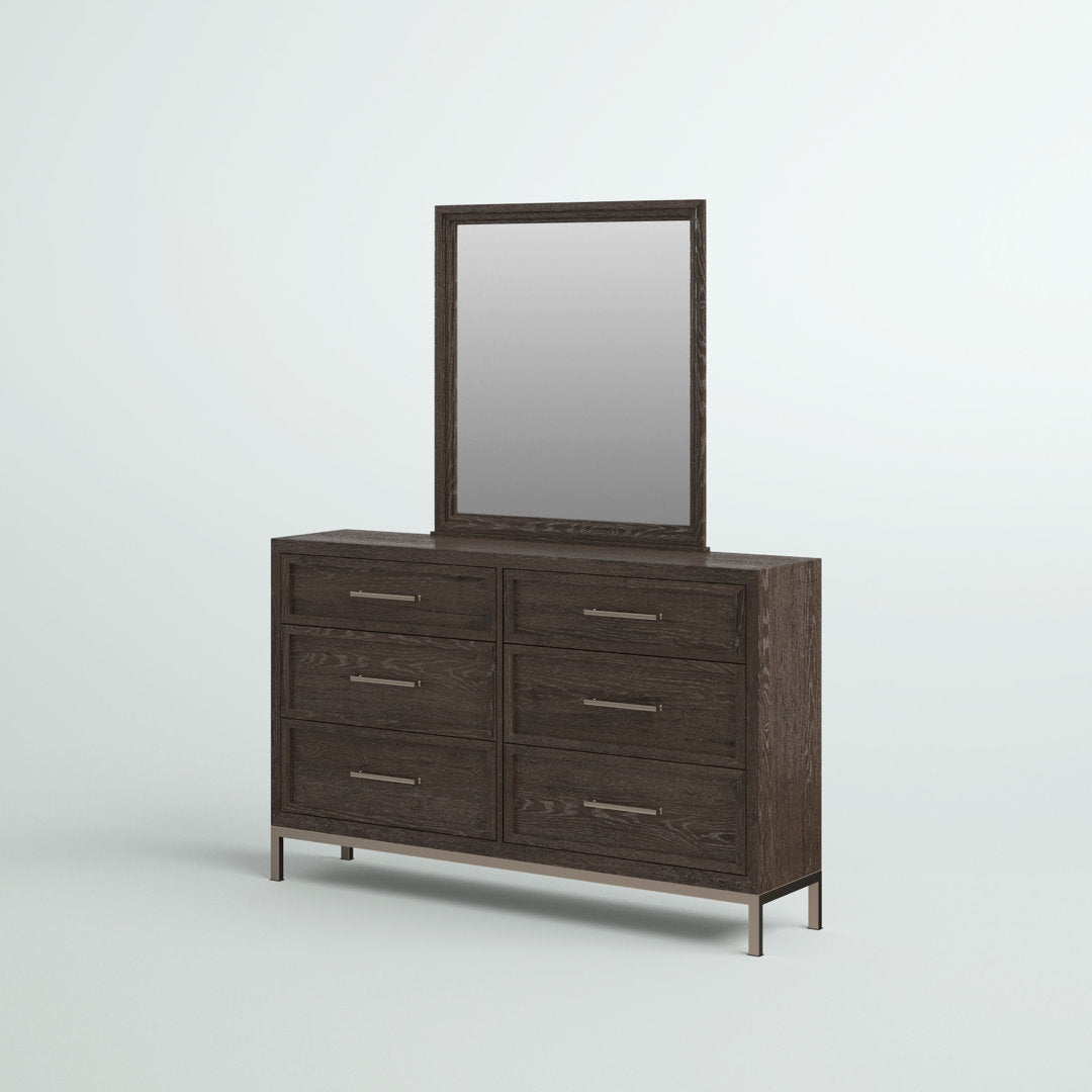 Briner 6 Drawer 81" W Double Dresser with Mirror Mercury Row®
