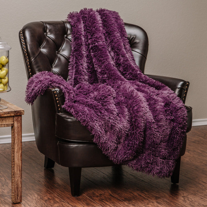 Shaggy Shaggy Super Elegent Sherpa Long Fur Throw Chanasya Color: Aubergine Size: 50" W x 65" L