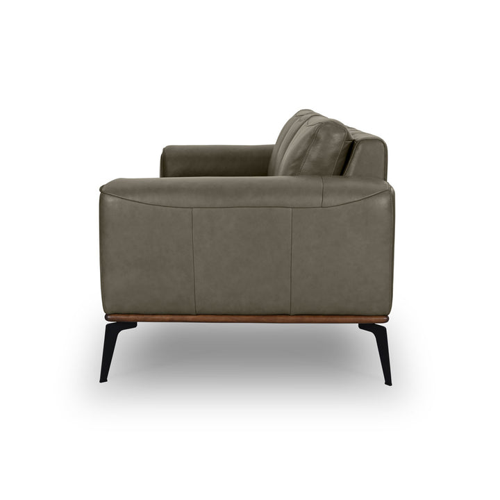 Conley 86" Genuine Leather Square Arm Sofa Sand & Stable™ Leather Type: Gray Genuine Leather