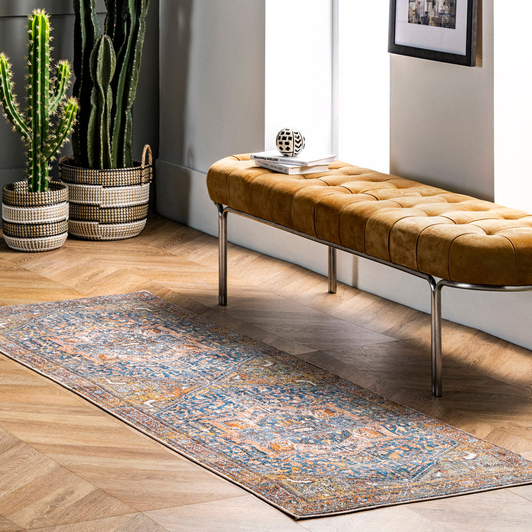 Windmere Traditional Oriental Medallion Rust/Brick/Navy Area Rug Langley Street® Rug Size: Runner 2'6" x 12'