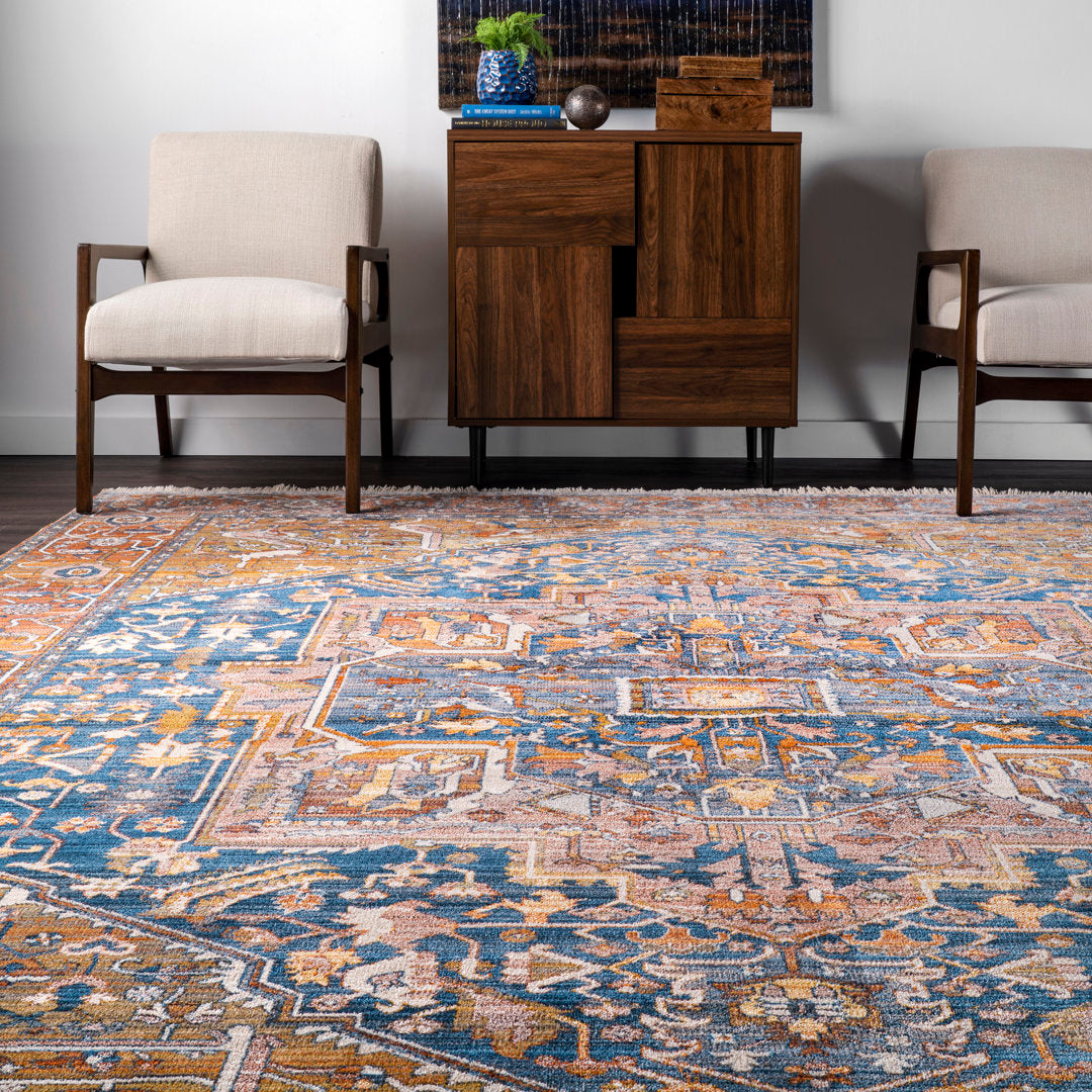 Windmere Traditional Oriental Medallion Rust/Brick/Navy Area Rug Langley Street® Rug Size: Rectangle 12' x 15'