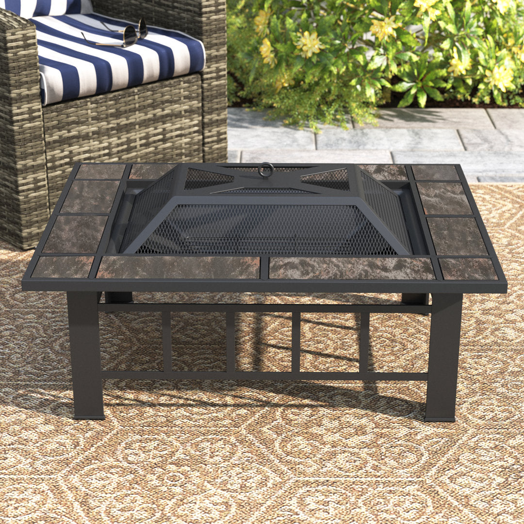 Fire Pit - 37-Inch Outdoor Firepit Table with Screen, Cover, and Poker - Outdoor Fire Pits for Backyard, Deck, Patio, or Porch by Pure Garden Alcott Hill®