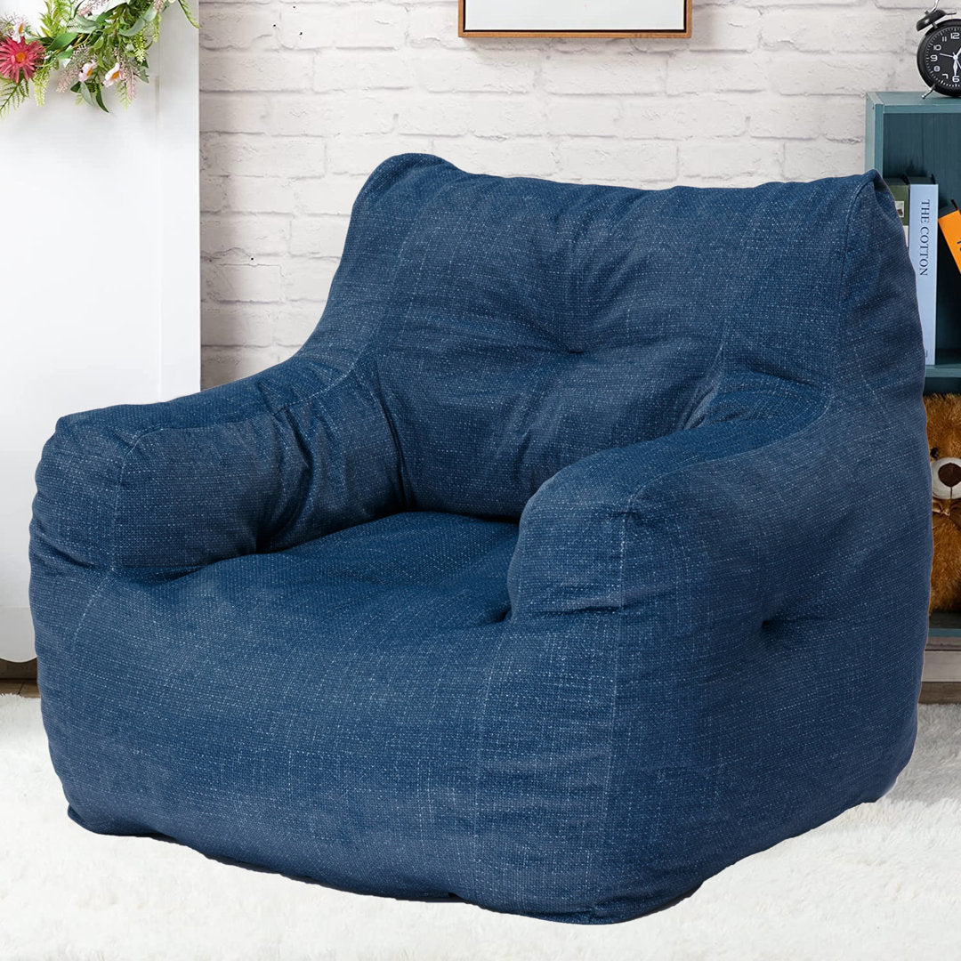 Medium Bean Bag Chair Viv + Rae™ Body Fabric: Blue Linen