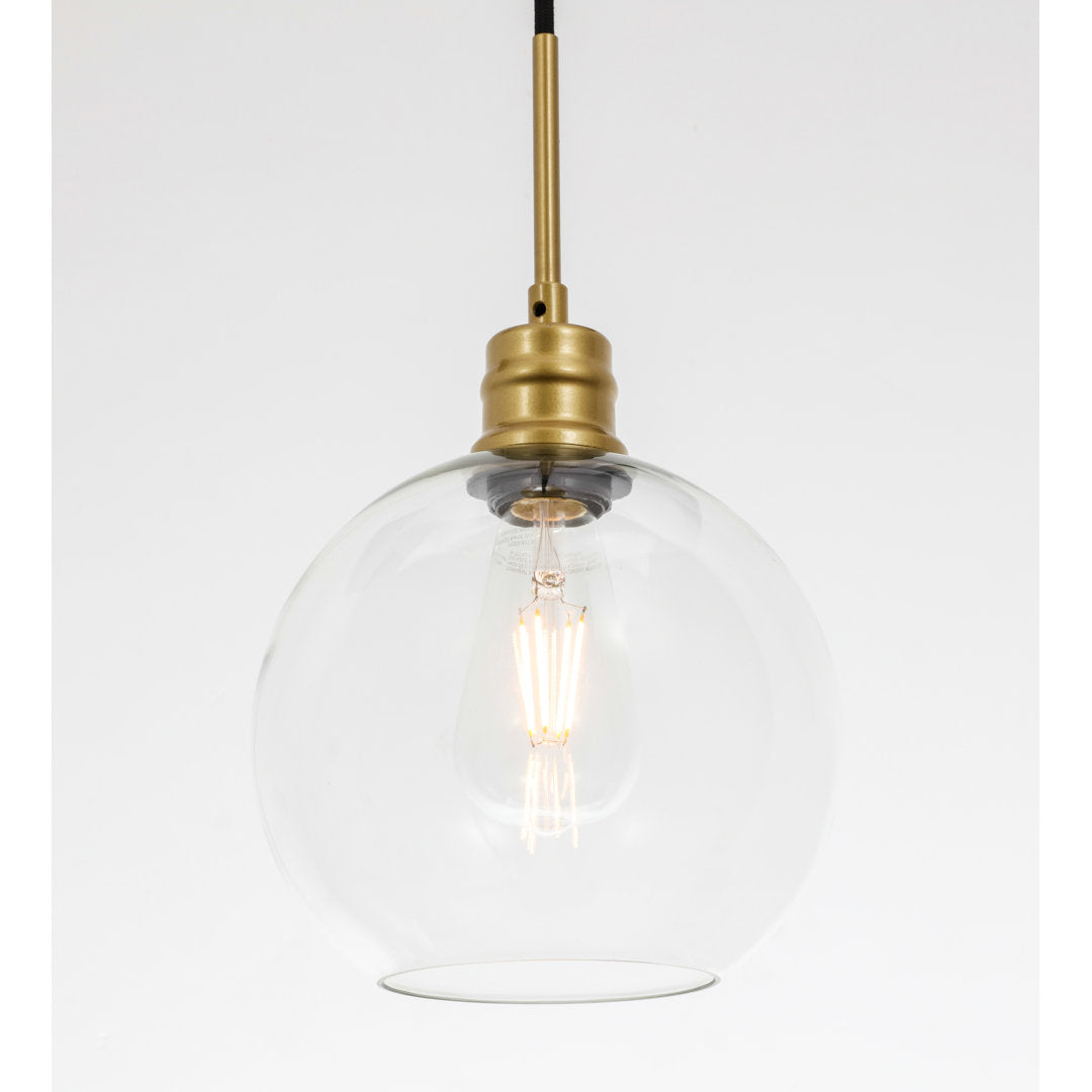 Hammel 1 - Light Single Globe Pendant Wade Logan® Size: 10" H x 8" W x 8" D Finish: Brass